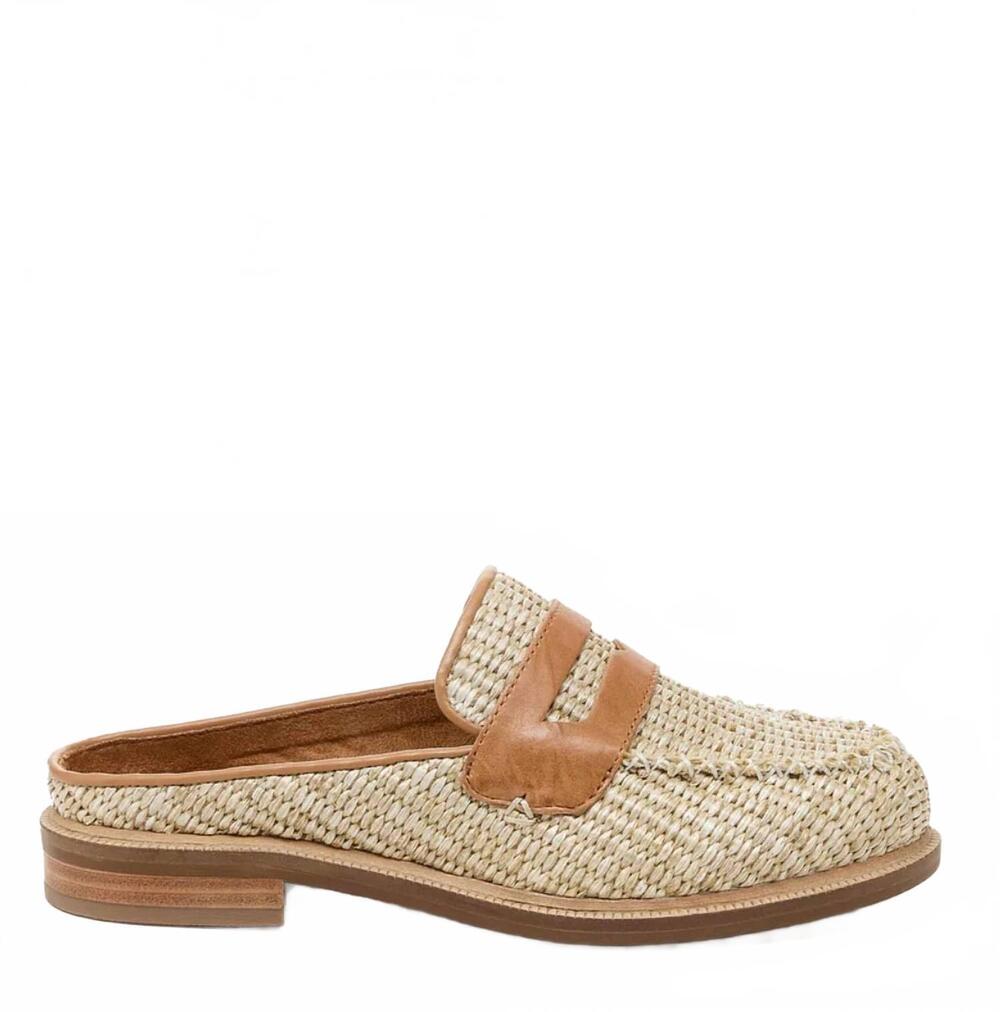 NEW KELSI DAGGER women's lock mules in natural raffia